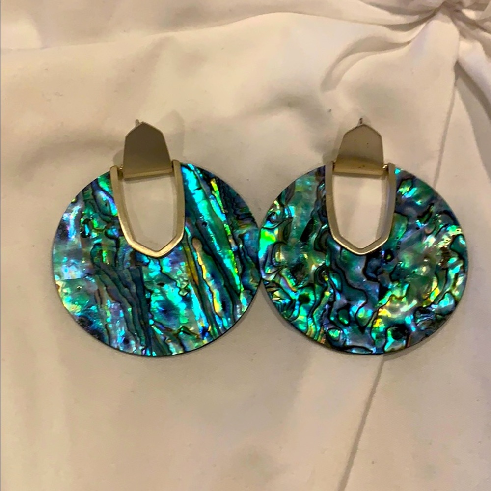 Diane Gold Statement Earrings In Abalone Shell